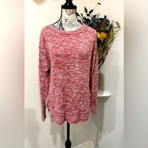 Knox Rose Red Marled Eco Friendly asymmetrical Hemline Pullover Top size Medium